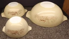 Set Of 3 Vtg Pyrex Forest Fancies Mushroom Cinderella Nesting Bowls 441-442-444