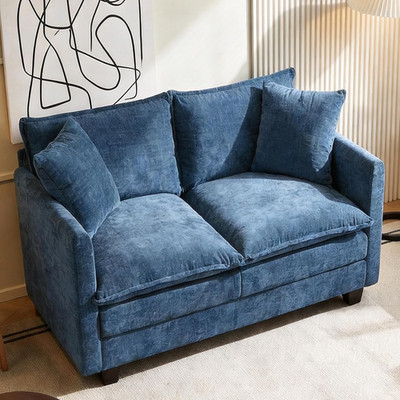 Loveseat Sofa, 52''Modern Cloud Sofa Couch with 27'' Deep Seat & 2 Pillows, Comfy