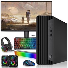 HP G6 Gaming PC i5-10th 16GB 1TB SSD 500GB HDD 24" LED NVIDIA GT RGB-KB M Win 11