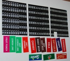 VENDING MACHINE PRICE LABEL SHEETS  SODA BRAND NAME LABELS