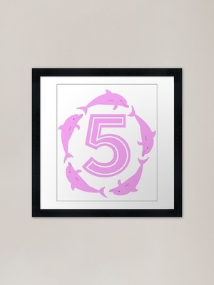 Gerahmtes Wandbild Poster Leinwanddruck Bild Baby lernt zählen mit rosa Delp