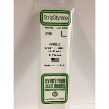 Evergreen 296 Styrene Plastic Angle 0.188" 4.8mm x 14" (3)