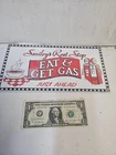 Vintage Ande Rooney Porcelain Sign Smiley's Rest Stop 1996 Eat & Get Gas - NEW