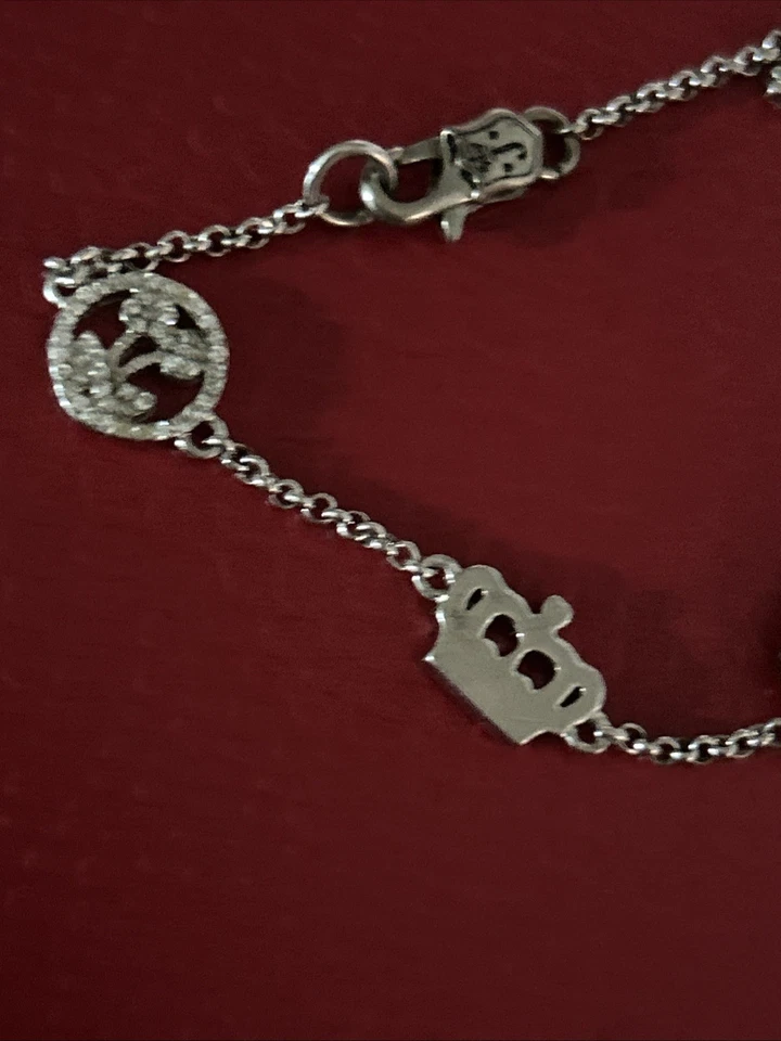 Juicy Couture Серебряный кристалл цепочка логотип браслет маленький дизайн размер 7 - Изображение 4 из 4