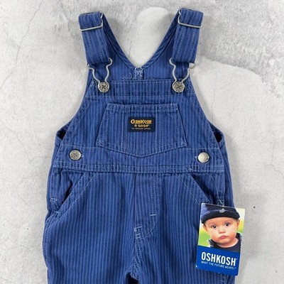Vintage 90er neu mit Etikett OshKosh Latzhose Baby 0-3 Monate blau Hickory Streifen Overall
