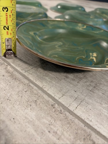 Mackenzie Childs Enamel Pasta Bowls Green Swirl 9” Diameter Set of 8 - Afbeelding 12 van 12