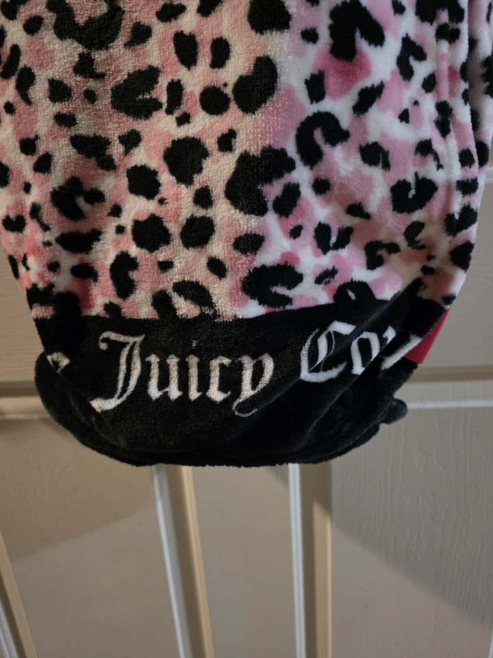 Manta de felpa Juicy Couture completa/reina rosa estampado de leopardo suave tiro polar NUEVO Foto 4 de 4