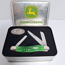 Case XX USA SS 6318 Med Stockman Green Jigged Hdl John Deere Commemorative 2001