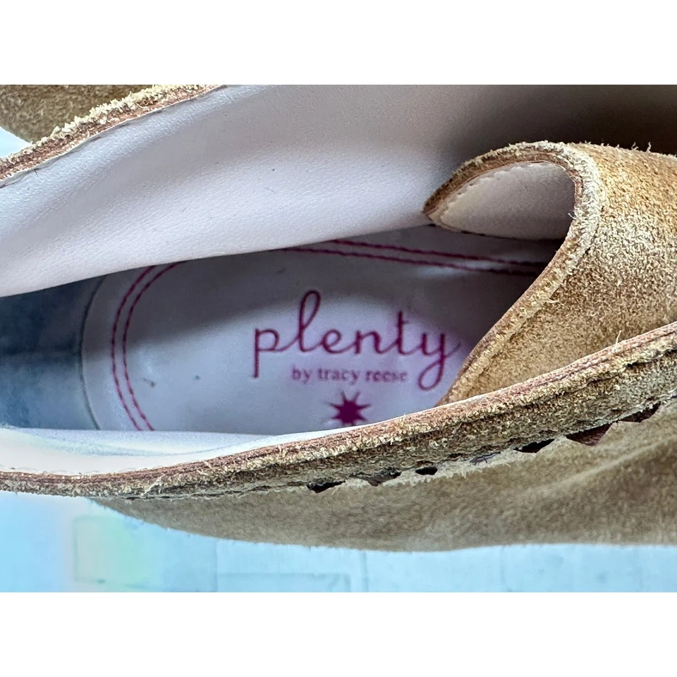 Plenty by Tracy Reese "Jacoby" 麂皮踝靴 棕褐色 坡跟 蕾丝 波西米亚 7 — 第 4/4 张图片