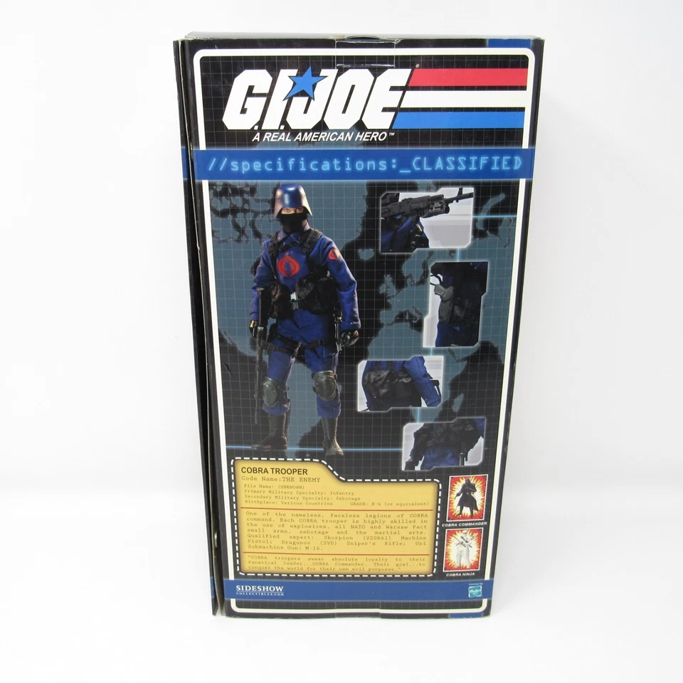 Figura Sideshow Collectibles GI Joe Cobra Trooper escala 1:6 12" sin abrir 2009 Foto 3 de 4