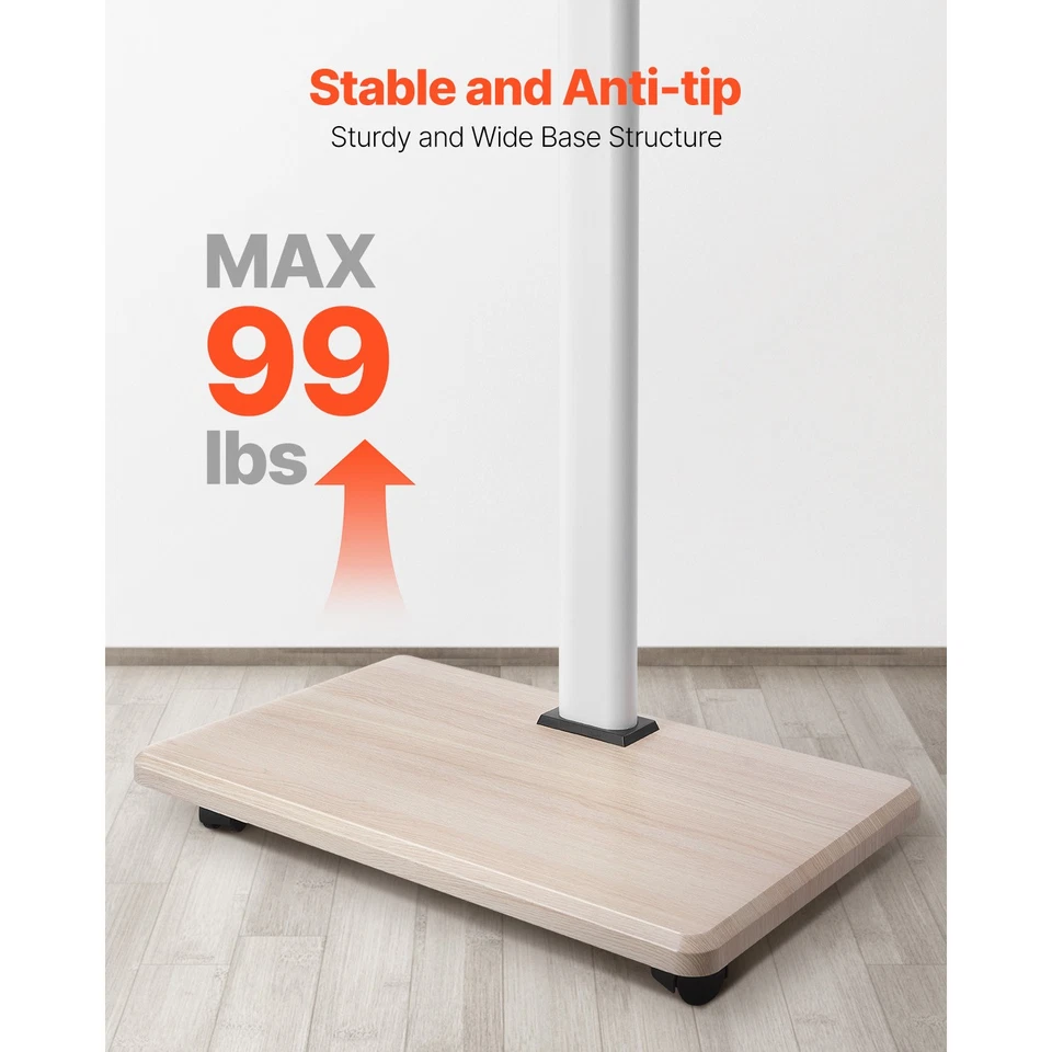 Rolling TV Stand Mobile TV Cart Holds Up to 45 kg for 32-70 Inch Screens - image 4 of 4