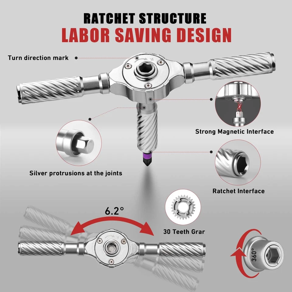 Ratchet Screwdriver Set, 66 in 1 magnetic Screwdriver sets, S2 Steel Bits, DI... - Image 4 of 4