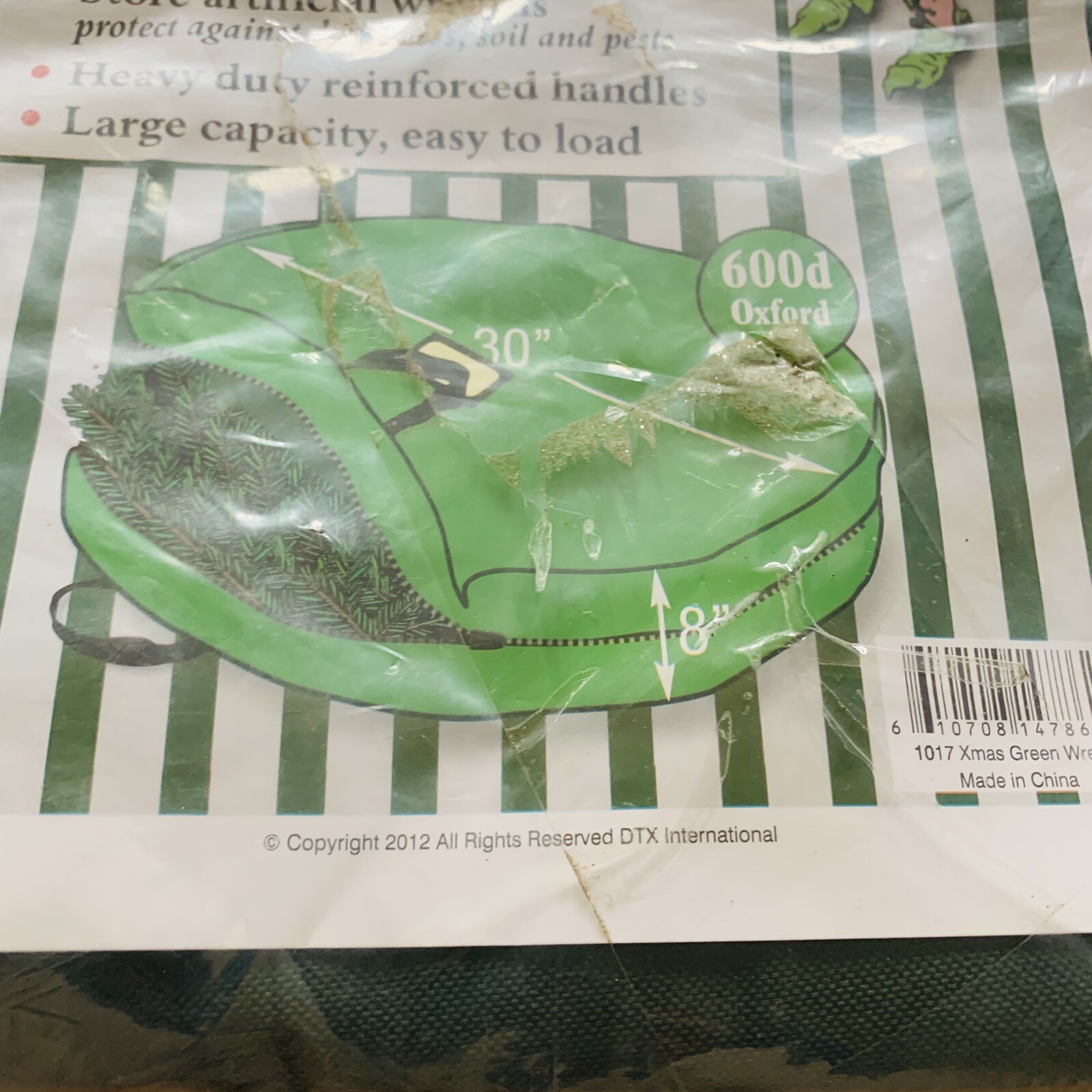 Elf Stor Ultimate Christmas Wreath Storage Bag – 30” x 8” Green Color