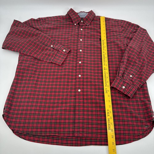 Ralph Lauren Shirt Mens Large Red Plaid Classic Fit Button Down Vintage - Afbeelding 6 van 8
