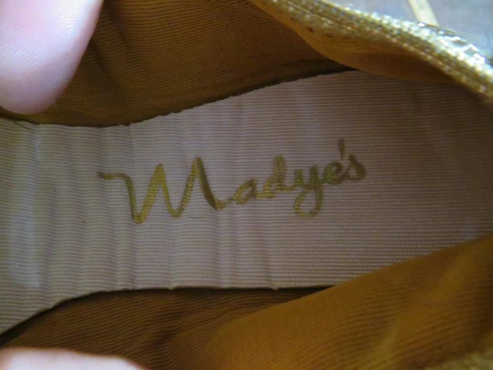 NOS Vintage 1960's Gold shiny MADYE'S dance shoe Western Square S 5-51/2 - Image 4 of 4