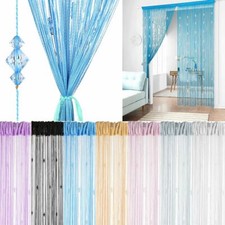 String Door Curtain Silver Ribbon Doorway Room Dividers Window Panel Tassel USA