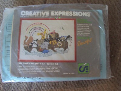 NOAH S ARC CREWEL KIT 1841 CREATIVE EXPRESSION 16 X12  VINTAGE 1982 NEW 