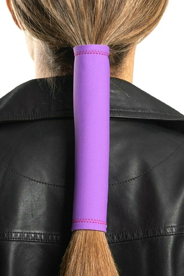 Hair Glove® Neoprene Solid Purple w/Stitching Pony Tail Holder Hair 8"