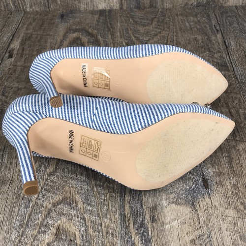 Lauren Lorraine Heels Womens 6.5 Blue White Striped Rita Rhinestone Broche Pumps - Picture 12 of 12