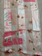 Jones New York Floral Silk Sheer Scarf Beige Pink 50 x 11" Neck Head Business
