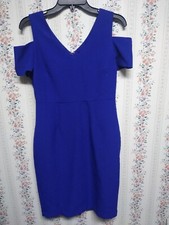 Women's Worthington Blue Dress Size 6 Zip Up Open Shoulder V Neck Date Night