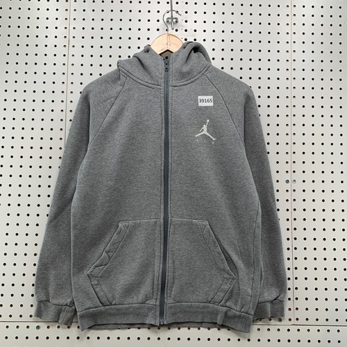 Vintage Jordan Zip Hoodie Sweatshirt Herren klein grau bestickt Jumpman 20x25