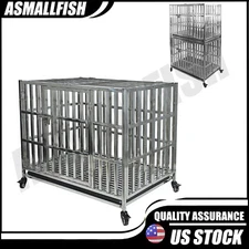37 inch Stackable Heavy Duty Dog Kennel Pet Stainless Steel Crate Cage 2PCS
