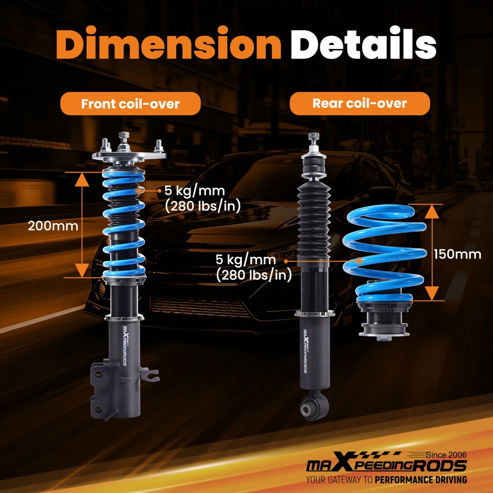 MaXpeedingrods T6 Coilover 24 Way Damper Adjustable for Nissan Sentra B17 13-19 - Image 3 of 4