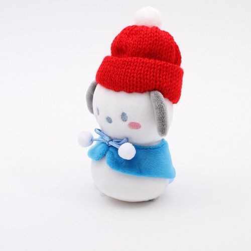 Sanrio Character Pochacco Plush Key Ring with Ball Chain / Snowman Munyugurumi - Picture 6 of 7