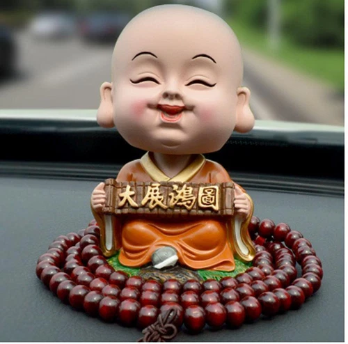 Kreatives Auto Ornament Kopfschütteln Maitreya Buddhistischer Mönch süß Auto Deko - Bild 19 von 26