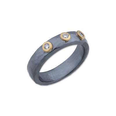 Lika Behar Collection Stockholm Ring 3 runde Brillanten 24k Gold und Oxi