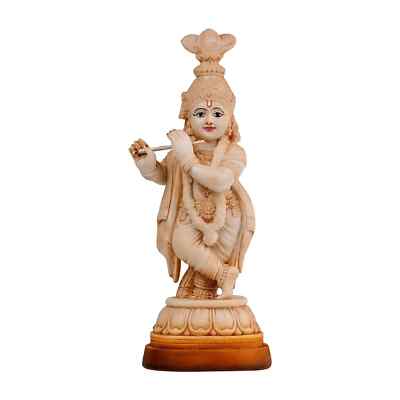 Polymarble Lord Krishna Statue Hindu God Idol Figurine For Home Office Decor 13'