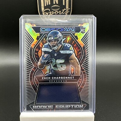 2023 Obsidian Football Rookie Eruption Zach Charbonnet /199 Seahawks patch