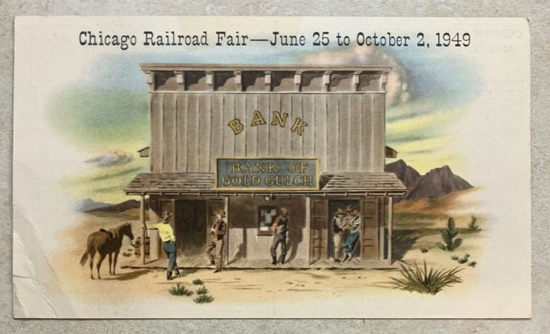 SOUVENIR POSTCARD:  CHICAGO RAILROAD FAIR - JUNE 25 to OCTOBER 2, 1949.
