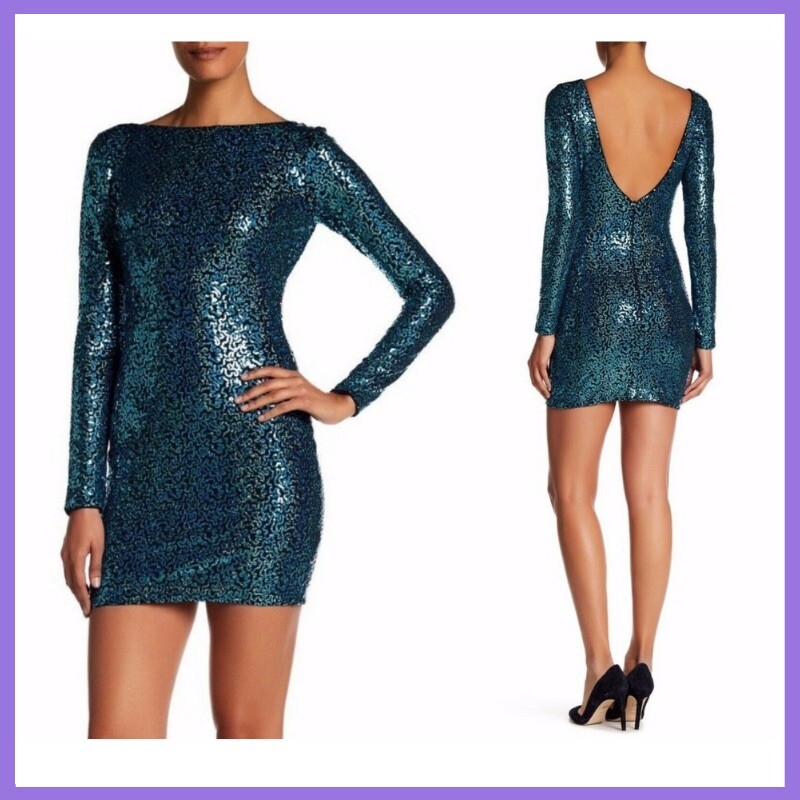 dress the population lola sequin bodycon dress NEW 'Lola' Body-Con Turquoise [SZ Large] #N703 Size:48 US Jacket/Waistcoat + 42W Trousers FARM Rio | Dresses sleeve minidress emboldened by fall colours