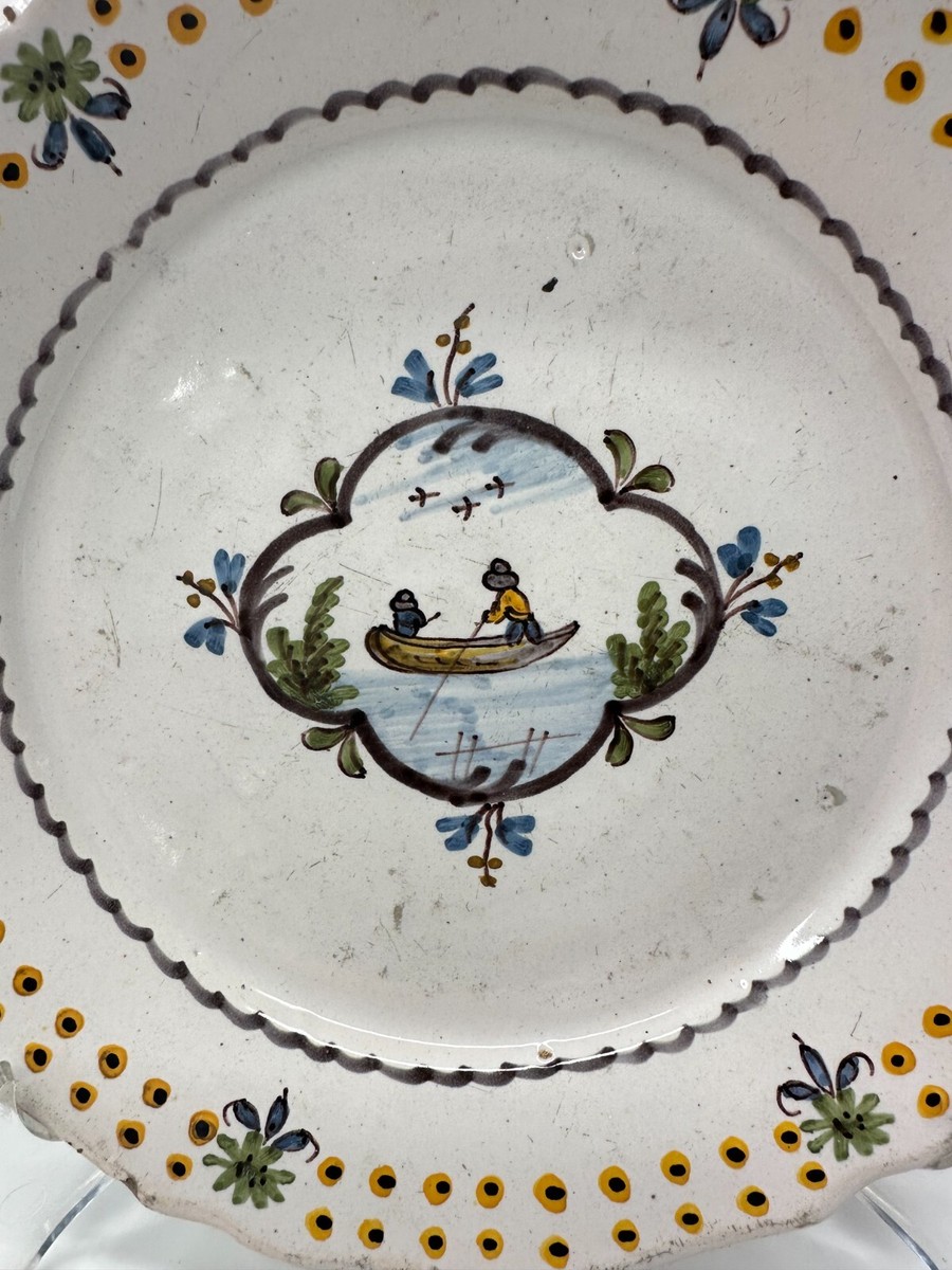 Antique French Faience Nevers Plate Earthenware 