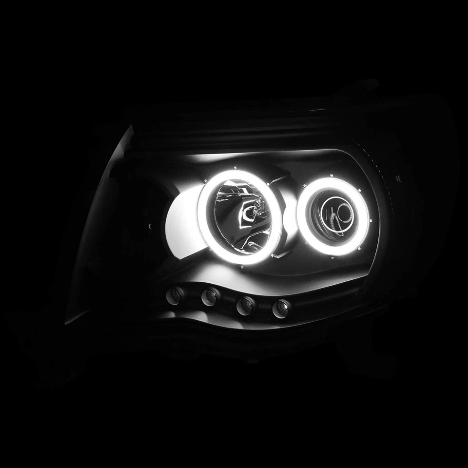 For Black 2005-2011 Toyota Tacoma DUAL LED Halo Projector Headlights lamps Foto 4 de 4