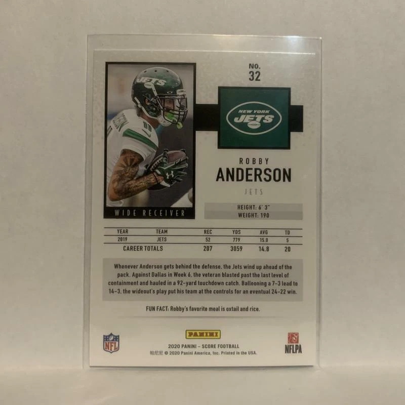 #32 Robby Anderson New York Jets 2020 Score Football Card LB - Image 2 of 2
