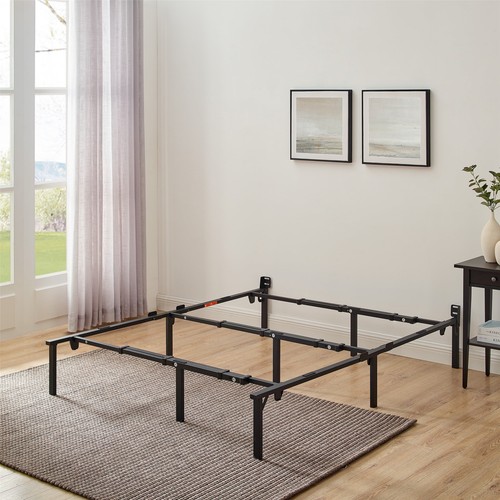 12" Adjustable Twin-King Metal Bed Frame, Black, Box Spring Required