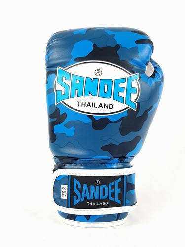 Sandee Authentic Kids Camo Boxing Gloves Blue Muay Thai Kick Sparring Childrens - Picture 2 of 4