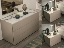 GRUPPO NOTTE TRITTICO MODERNO AF-ELLEN comodini comò LACCATO OP TOP FINTO MARMO