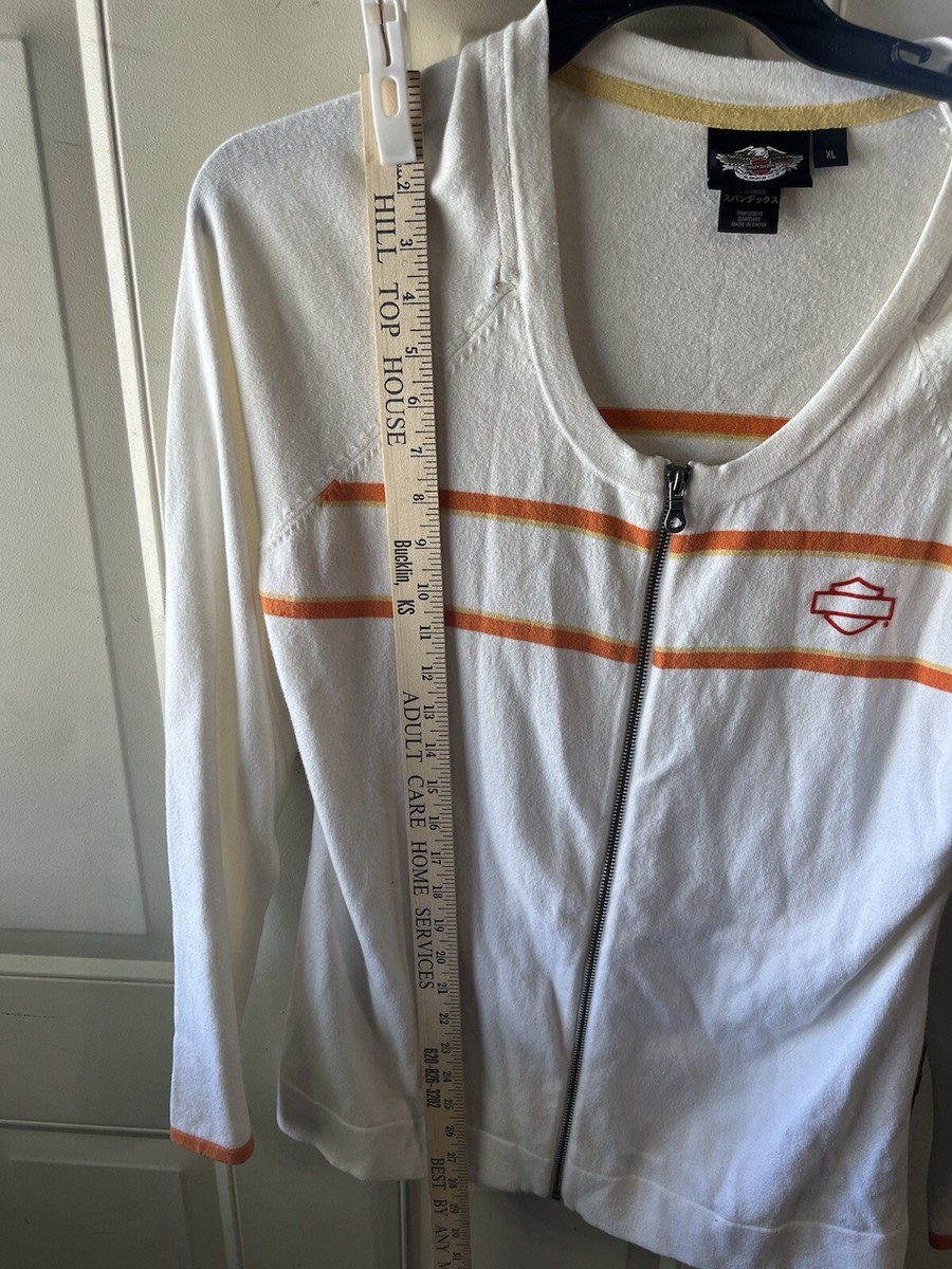 Harley Davidson Women's White Lightweight Sweater Zip Front XL | eBay