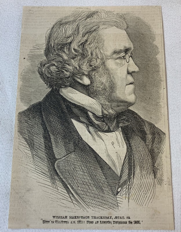 1864 magazine engraving ~ WILLIAM MAKEPEACE THACKERAY AT 52
