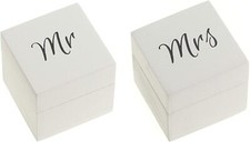 Wood Ring Bearer Box Wedding Engagement Ring Holder Box White Black Set of 2