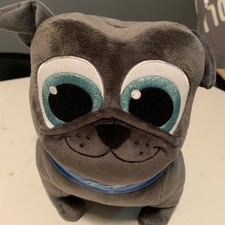 Disney Store Puppy Dog Pals Bingo Grey 10" Pug Plush Stuffed Soft Blue Collar