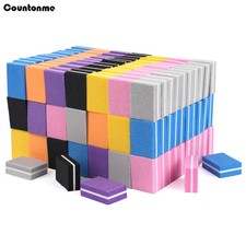 Color: Sky blue - 100pcs Mini Nail File 100/180 Disposable Nail Buffer Block Spo