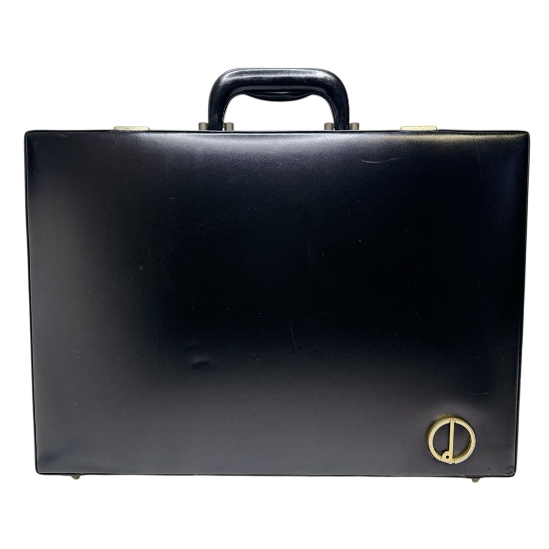 Dunhill Attache Case Briefcase Business Bag Black Leather Dial