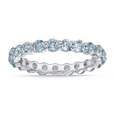 2.20 Round Blue Topaz 925 Sterling Silver Ring, Size - 6