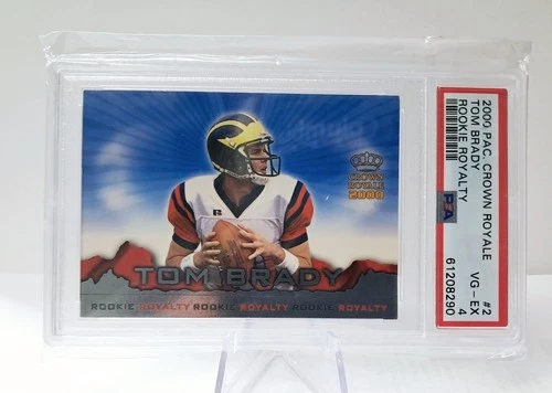 TOM BRADY ROOKIE CARD (RC): 2000 PACIFIC CROWN ROYALE #2, PSA 4 (VG-EX)
