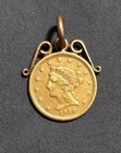 1856 $2.50 Liberty Head Gold Quarter Eagle Coin Pendant - 90% Gold  Philadelphia